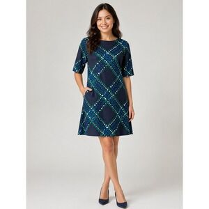 Jessica Howard Shift Dress Geometric Print Mod Chic Minimalist Quiet Luxury Sz 8